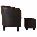 Tub Chair with Footstool Brown Faux Leather - Top-Down View