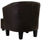 Tub Chair with Footstool Brown Faux Leather - 45-Degree Angle