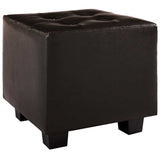 Tub Chair with Footstool Brown Faux Leather - Rear View