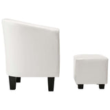 Tub Chair with Footstool White Faux Leather - Top-Down View