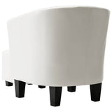 Tub Chair with Footstool White Faux Leather - 45-Degree Angle