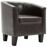 Tub Chair Dark Brown Faux Leather - Front View