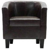 Tub Chair Dark Brown Faux Leather - Side View