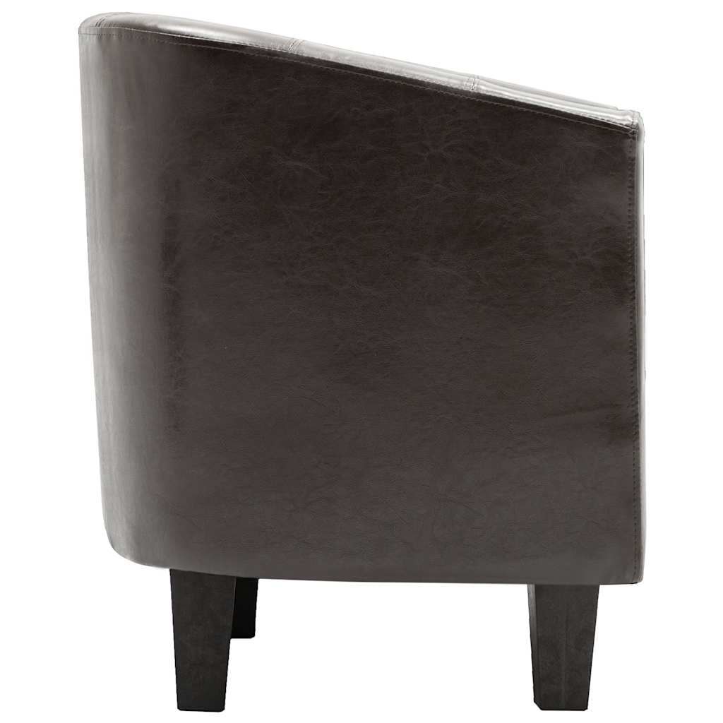 Tub Chair Dark Brown Faux Leather