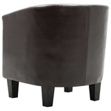 Tub Chair Dark Brown Faux Leather - 45-Degree Angle