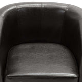 Tub Chair Dark Brown Faux Leather - Close-Up Angle