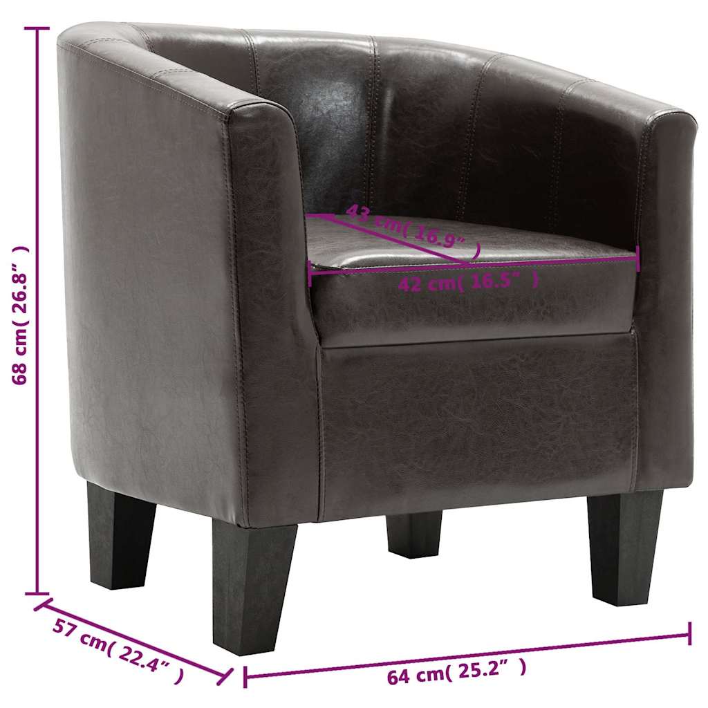 Tub Chair Dark Brown Faux Leather