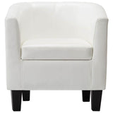 Tub Chair White Faux Leather - Side View