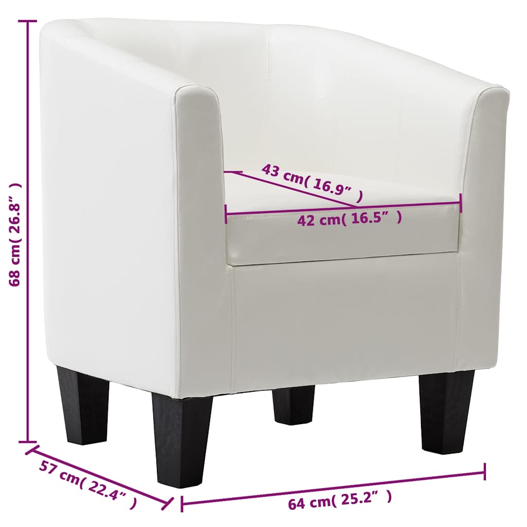 Tub Chair White Faux Leather