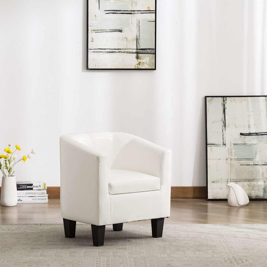 Tub Chair White Faux Leather