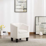 Tub Chair White Faux Leather
