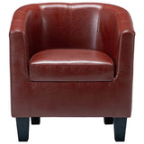 Tub Chair with Footstool Wine Red Faux Leather - Top-Down View