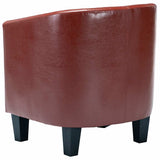 Tub Chair with Footstool Wine Red Faux Leather