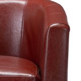Tub Chair with Footstool Wine Red Faux Leather