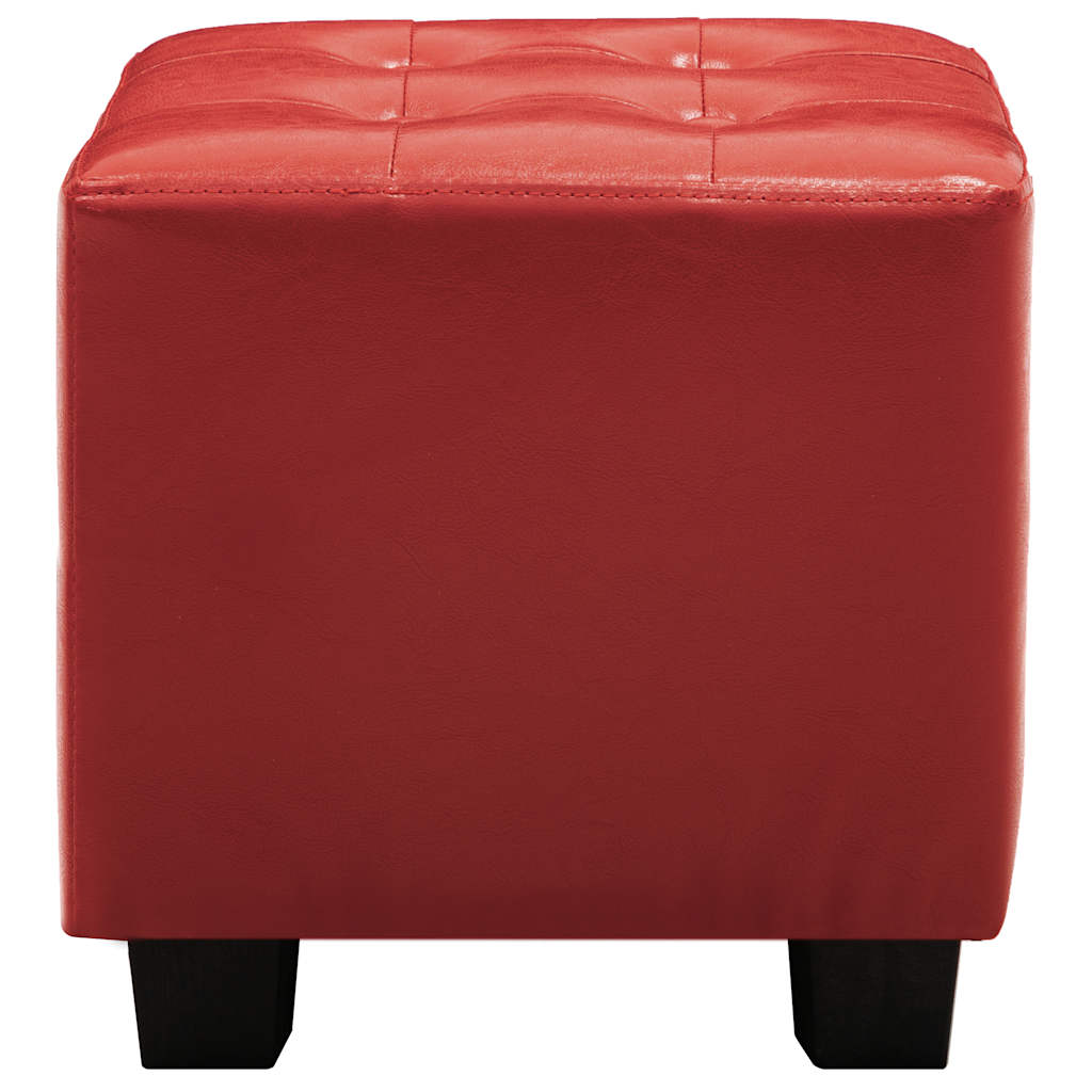 Tub Chair with Footstool Red Faux Leather