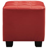 Tub Chair with Footstool Red Faux Leather - Low Angle