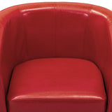 Tub Chair with Footstool Red Faux Leather