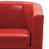 Tub Chair with Footstool Red Faux Leather