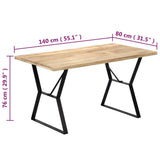 Dining Table 140x80x76 cm Solid Mango Wood - Rear View
