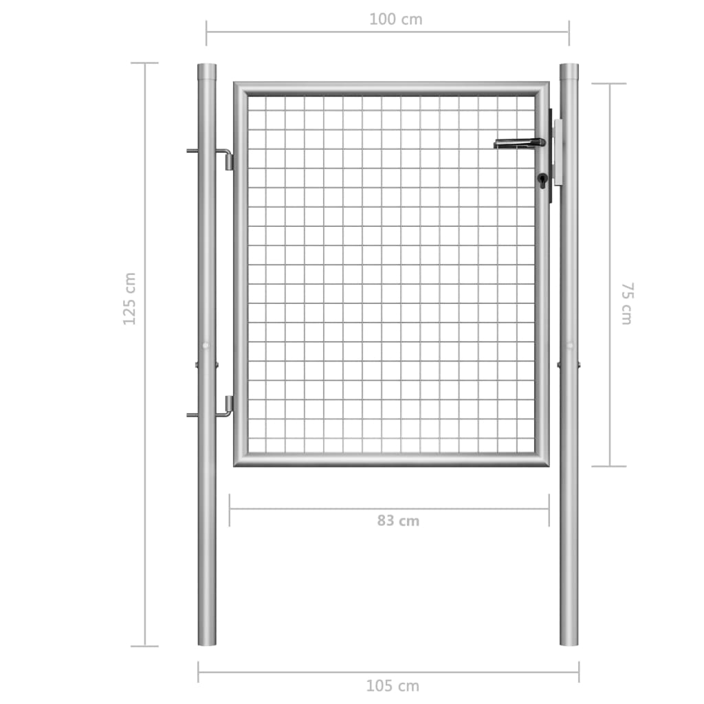 Garden Gate Galvanised Steel 100x75 cm Silver
