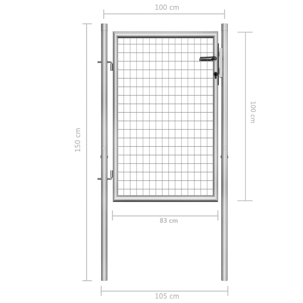 Garden Gate Galvanised Steel 100x100 cm Silver