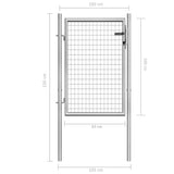 Garden Gate Galvanised Steel 100x100 cm Silver - 45-Degree Angle