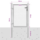 Garden Gate Galvanised Steel 105x100 cm Silver - 45-Degree Angle