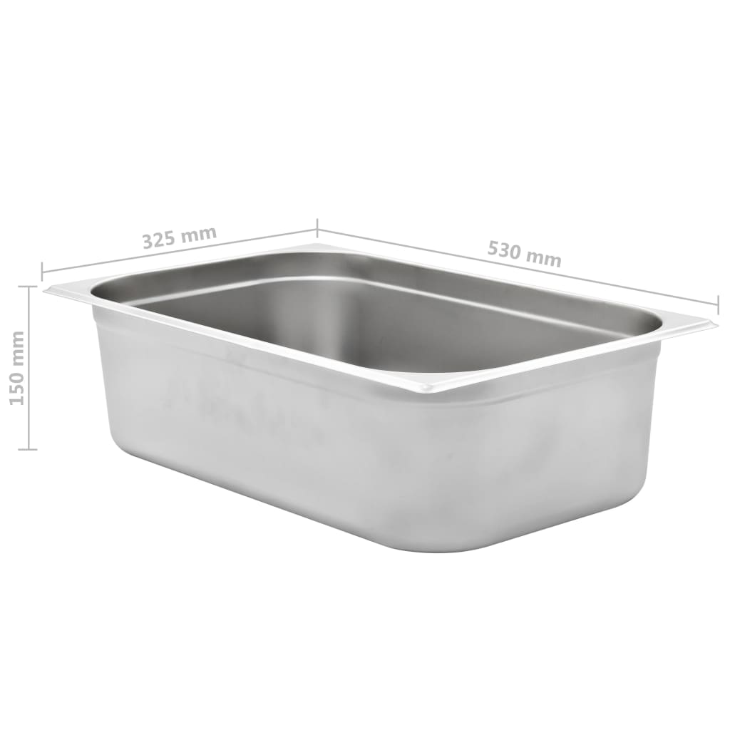 Gastronorm Containers 2 pcs GN 1/1 150 mm Stainless Steel