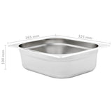 Gastronorm Containers 4 pcs GN 1/2 100 mm Stainless Steel - Low Angle
