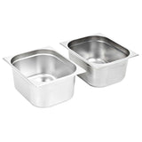 Gastronorm Containers 2 pcs GN 1/2 150 mm Stainless Steel - Front View