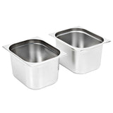 Gastronorm Containers 2 pcs GN 1/2 200 mm Stainless Steel - Front View