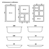 Gastronorm Containers 12 pcs GN 1/3 20 mm Stainless Steel - Low Angle