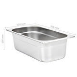 Gastronorm Containers 8 pcs GN 1/3 100 mm Stainless Steel - Low Angle