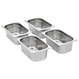 Gastronorm Containers 8 pcs GN 1/4 100 mm Stainless Steel - Front View
