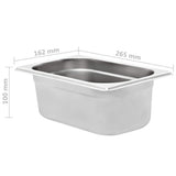 Gastronorm Containers 8 pcs GN 1/4 100 mm Stainless Steel - Low Angle