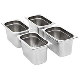 Gastronorm Containers 4 pcs GN 1/4 150 mm Stainless Steel - Front View