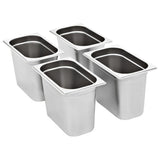 Gastronorm Containers 4 pcs GN 1/4 200 mm Stainless Steel - Front View