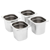 Gastronorm Containers 8 pcs GN 1/6 150 mm Stainless Steel - Front View
