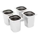 Gastronorm Containers 8 pcs GN 1/6 200 mm Stainless Steel - Front View