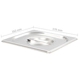 Lids for GN 1/6 Pan 8 pcs Stainless Steel - Rear View