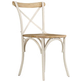 Cross Chairs 2 pcs White Solid Mango Wood - Side View