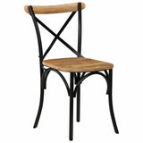 Cross Chairs 2 pcs Black Solid Mango Wood - Close-Up Angle