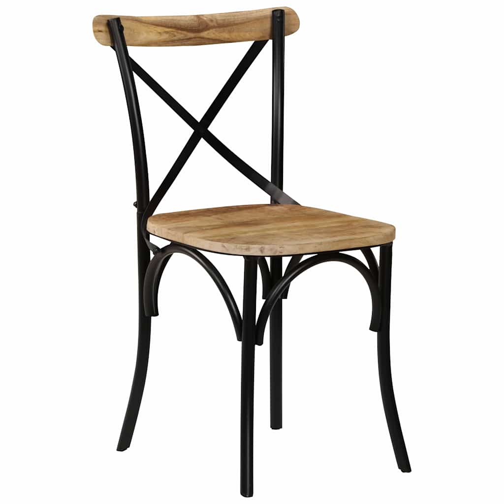 Cross Chairs 2 pcs Black Solid Mango Wood