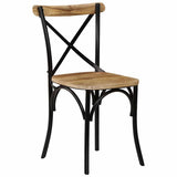 Cross Chairs 2 pcs Black Solid Mango Wood