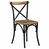 Cross Chairs 2 pcs Black Solid Mango Wood
