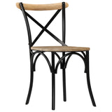 Cross Chairs 2 pcs Black Solid Mango Wood - Side View
