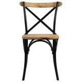 Cross Chairs 2 pcs Black Solid Mango Wood - Top-Down View