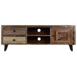 TV Cabinet 118x30x40 cm Solid Mango Wood - Front View