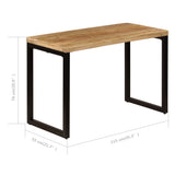 Dining Table 115x55x76 cm Solid Mango Wood and Steel - Low Angle