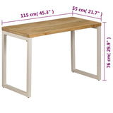 Dining Table 115x55x76 cm Solid Mango Wood and Steel - Extra Image